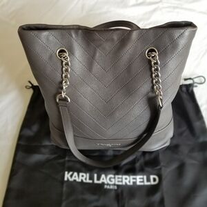 Karl Lagerfeld Grey Leather Handbag